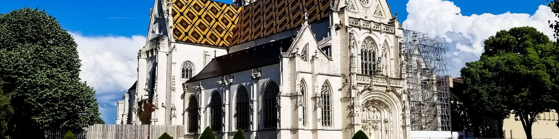 Royal monastery of Brou in Bourg-en-Bresse during renovation.