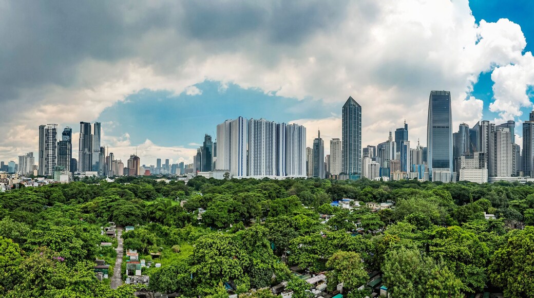 Makati, Metro Manila, Philippines - Panoramic view of the Makati Skyline as seen from Manila South Cemetery.