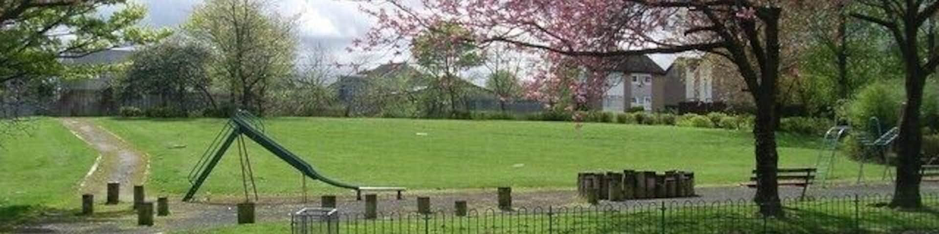 Playpark alongside Carntyne Road At the bottom of Tynecastle Crescent.