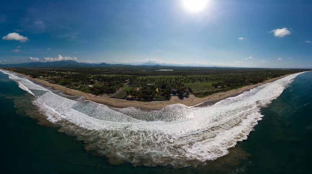 Aerial View of White Beach in "Barra de Potosi" in Guerrero Mexico