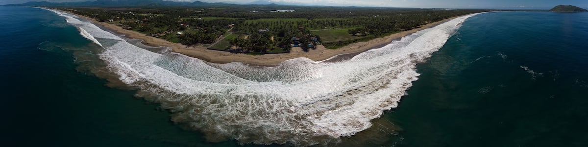 Aerial View of White Beach in "Barra de Potosi" in Guerrero Mexico