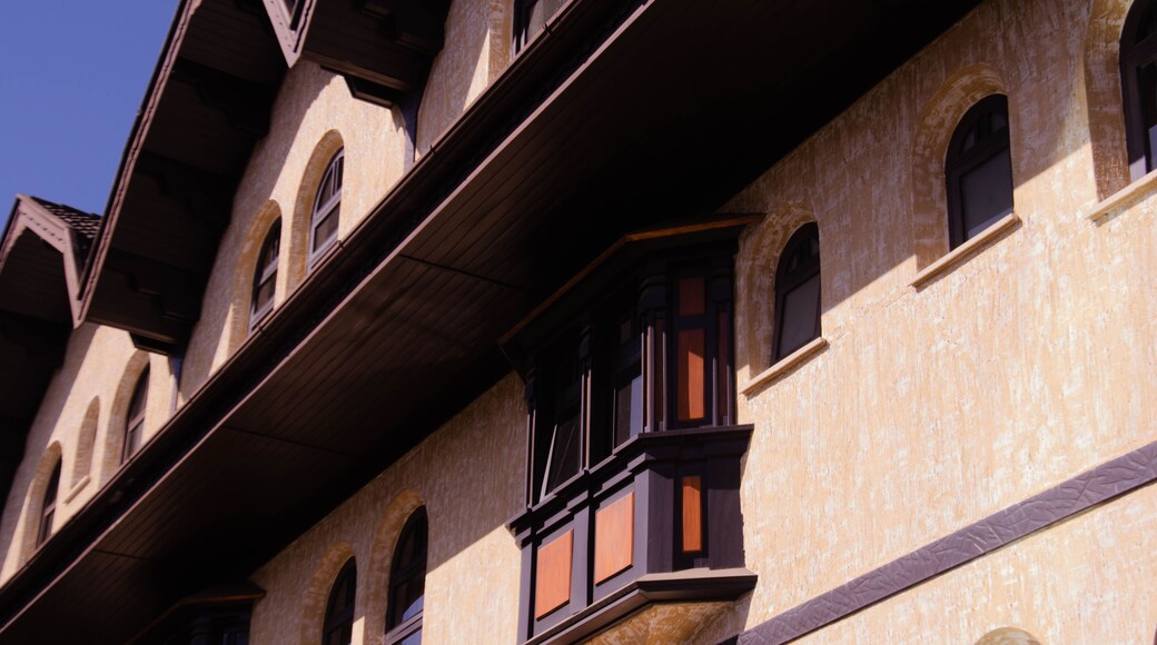 Facade of an inn in Campos do Jordão, São Paulo, Brazil. Vila Capivari neighborhood.