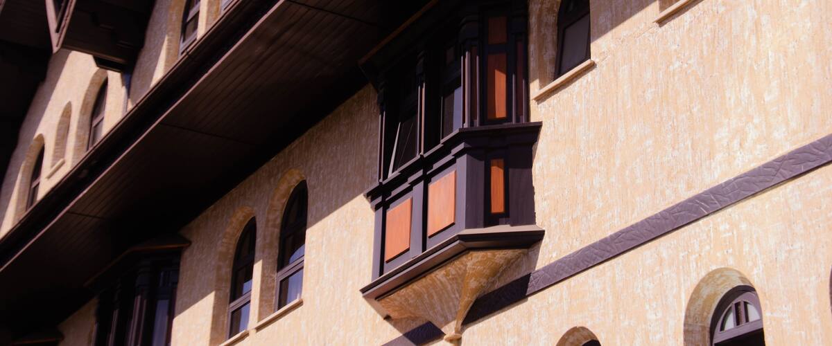 Facade of an inn in Campos do Jordão, São Paulo, Brazil. Vila Capivari neighborhood.