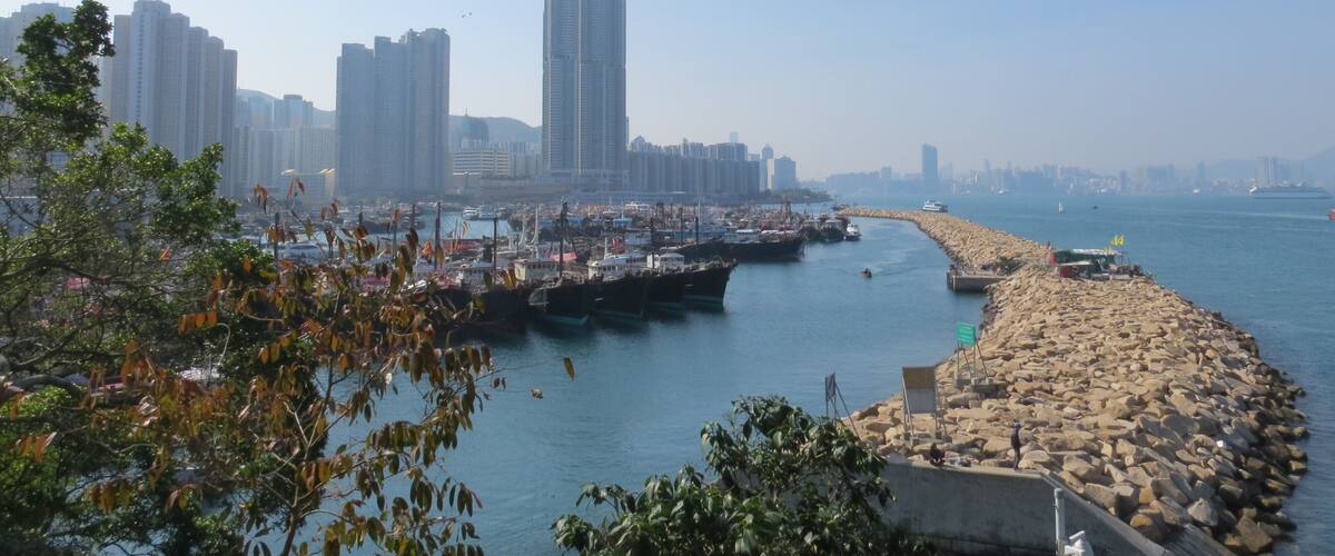 The dam of the Shaukeiwan Typhoon Shelter, Hong Kong.