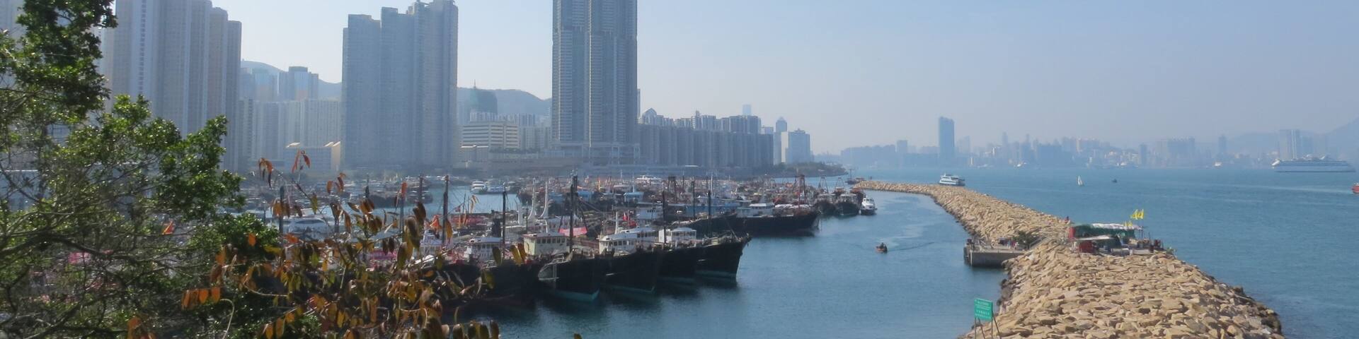 The dam of the Shaukeiwan Typhoon Shelter, Hong Kong.