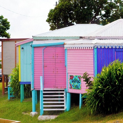 Some colorful bungalows on the drive around St Martin... or is it Saint Marteen ? Depends on if your French or Dutch I think.