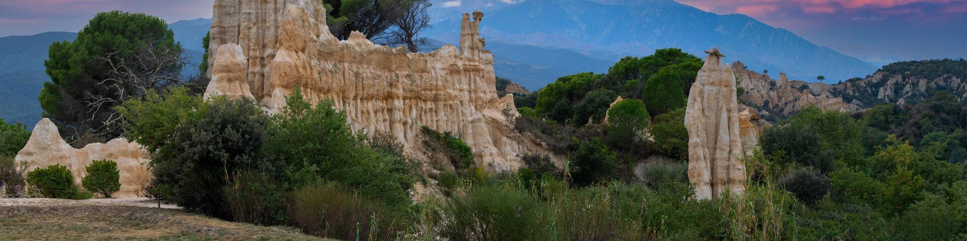 Les Orgues d´Ille sur Tet, geological site in Pyrenees-Orientales, Languedoc-Roussillon, France. High quality photo