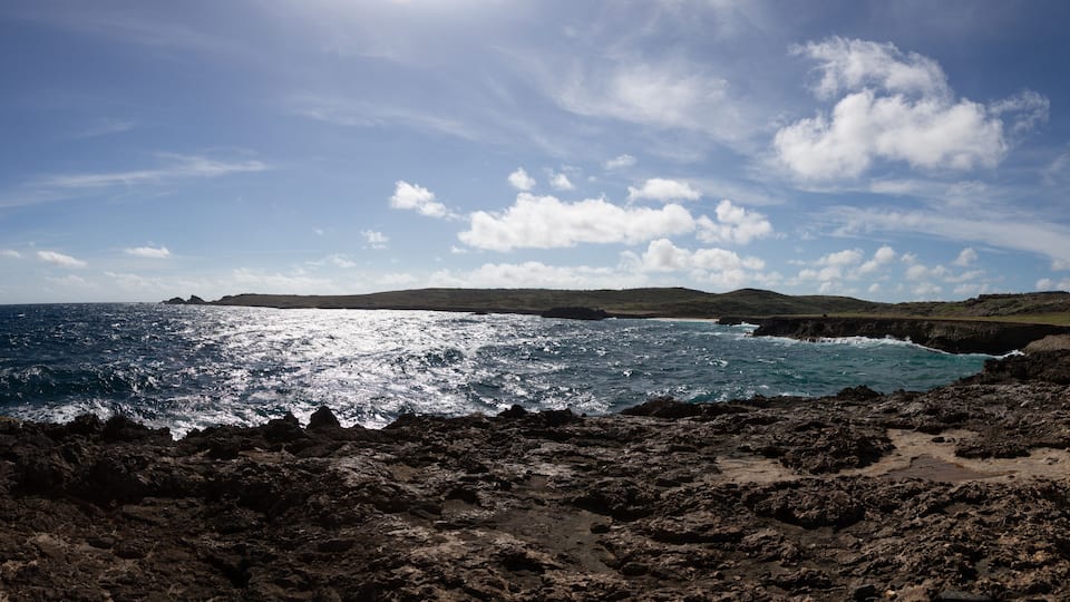 Aruba's Natural Bridge and the coastline around it