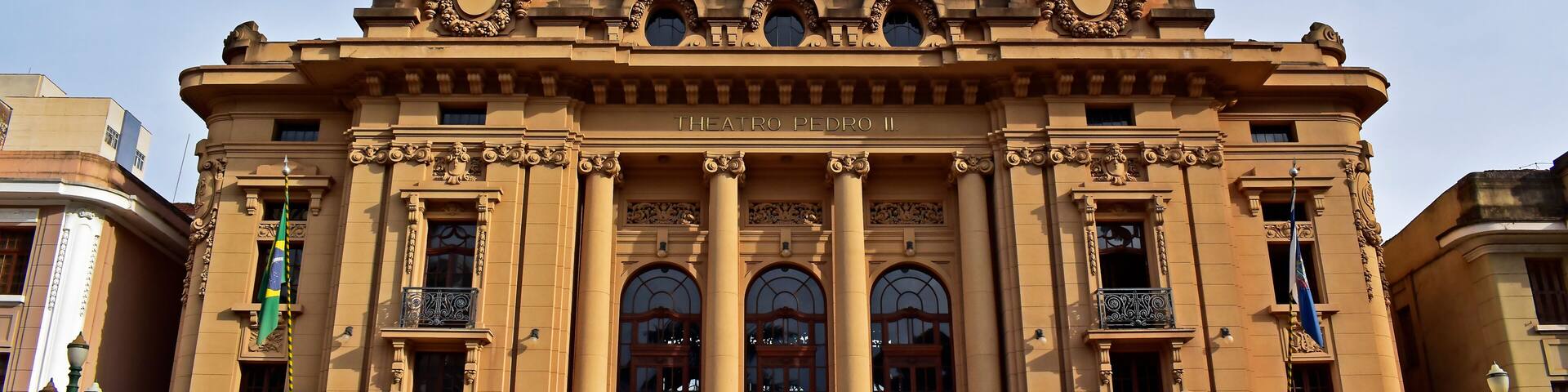 Facade of the Pedro II Theater in Ribeirao Preto, Sao Paulo, Brazil