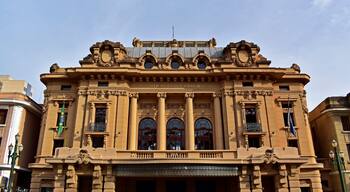 Facade of the Pedro II Theater in Ribeirao Preto, Sao Paulo, Brazil