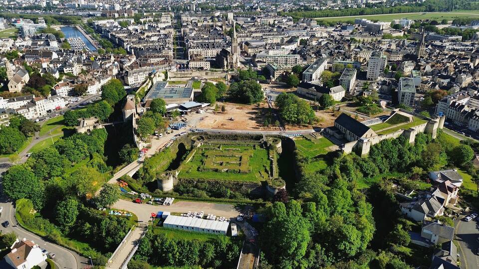 drone photo Caen castle France Europe