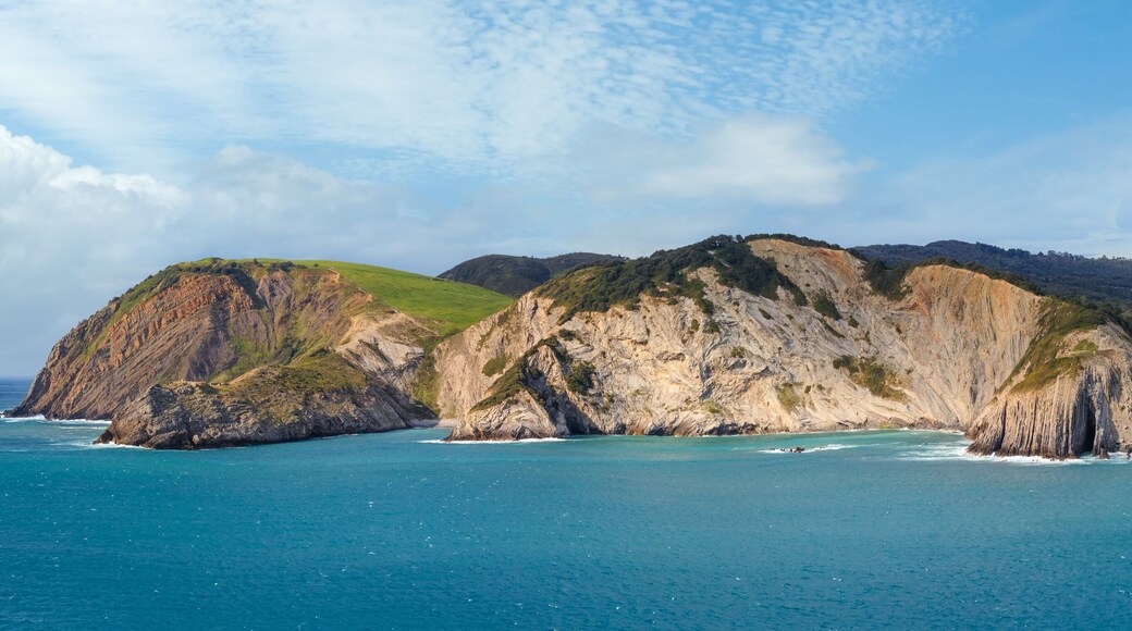 Summer ocean bay coastline view near Gorliz town, Biscay, Basque Country (Spain).