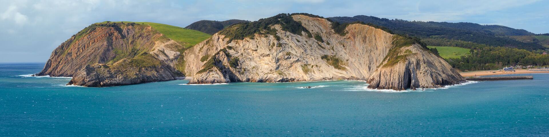 Summer ocean bay coastline view near Gorliz town, Biscay, Basque Country (Spain).
