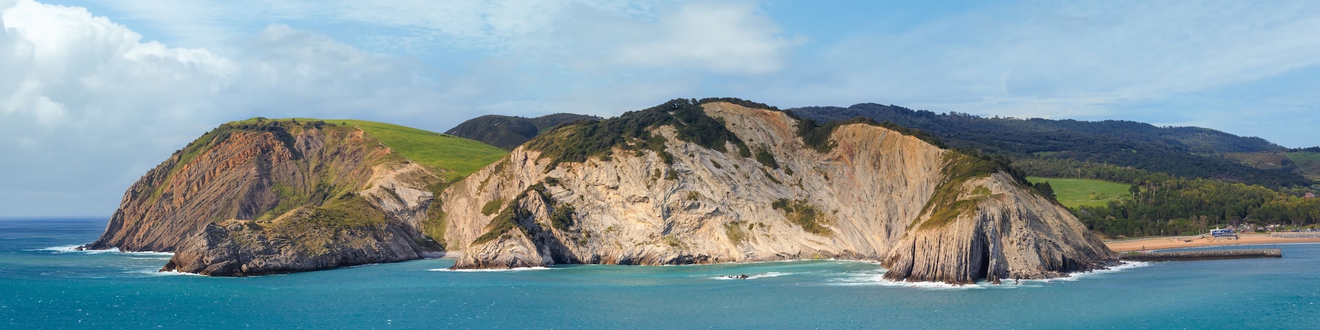 Summer ocean bay coastline view near Gorliz town, Biscay, Basque Country (Spain).