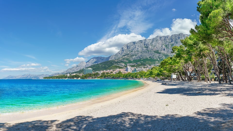 Landscape with Makarska Beach, dalmatian coast, Croatia
