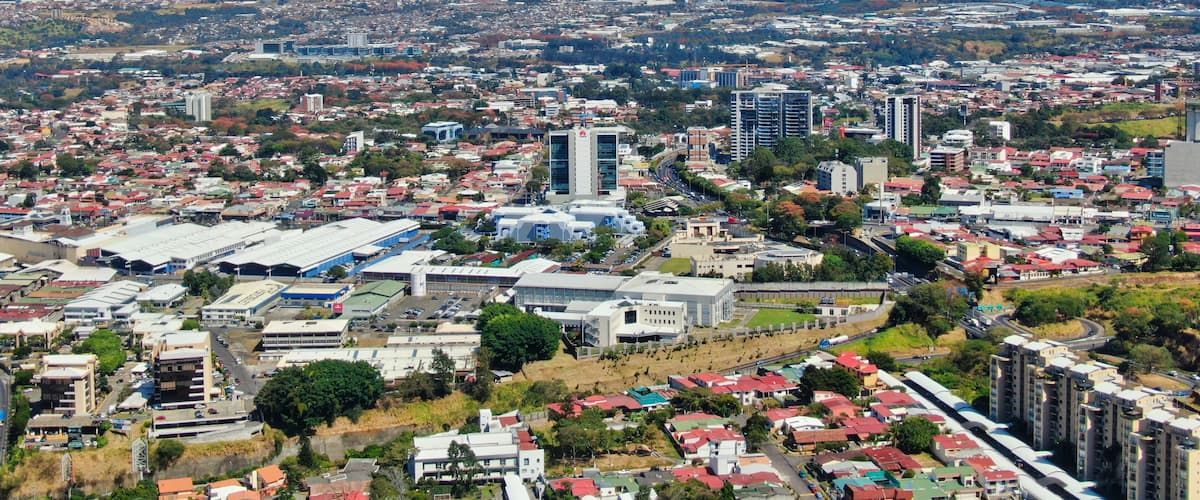 Aerial View of San Jose, Rohrmoser, Circumvalacion and Ruta 39 in Costa Rica