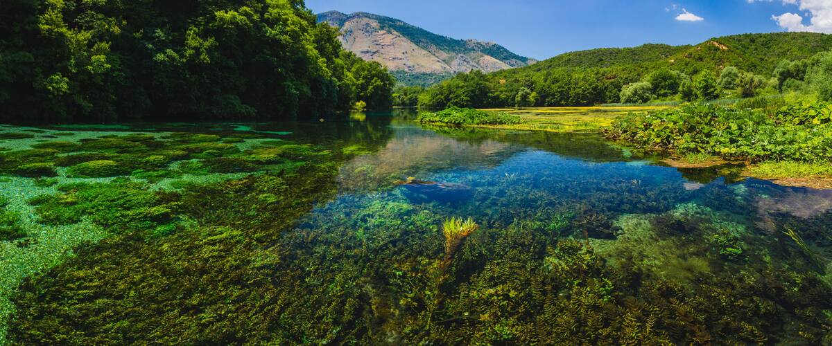 Blue Eye spring and river in Albania, Saranda area.