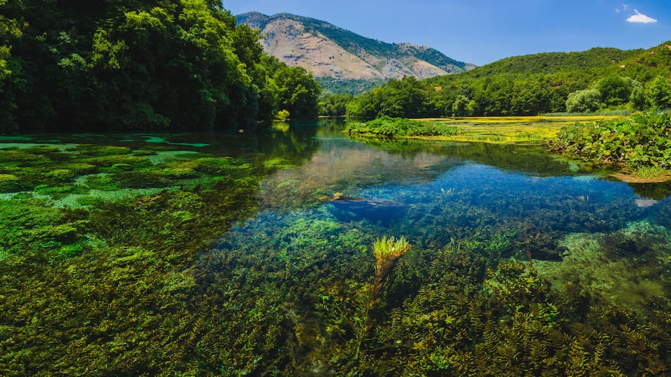 Blue Eye spring and river in Albania, Saranda area.