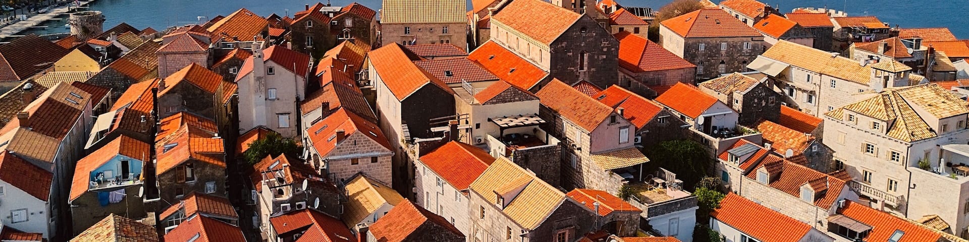 Croatia, Korcula Island. Drone photo.