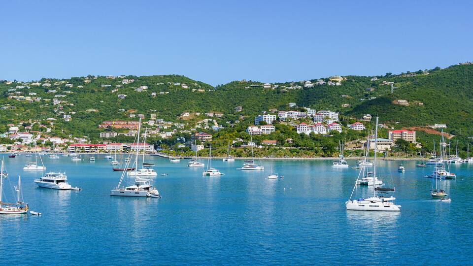 Boats in the harbor of Charlotte Amalie St. Thomas U.S. Virgin Islands