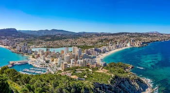 Beaches and mountains of Calpe. View from the natural park of Penyal d'Ifac, Spain