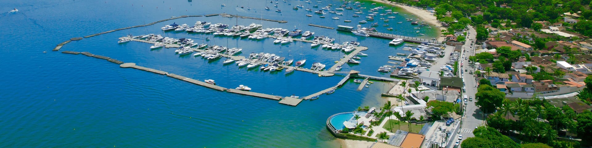 Aerial footage of Ilha Bela, Sao Paulo