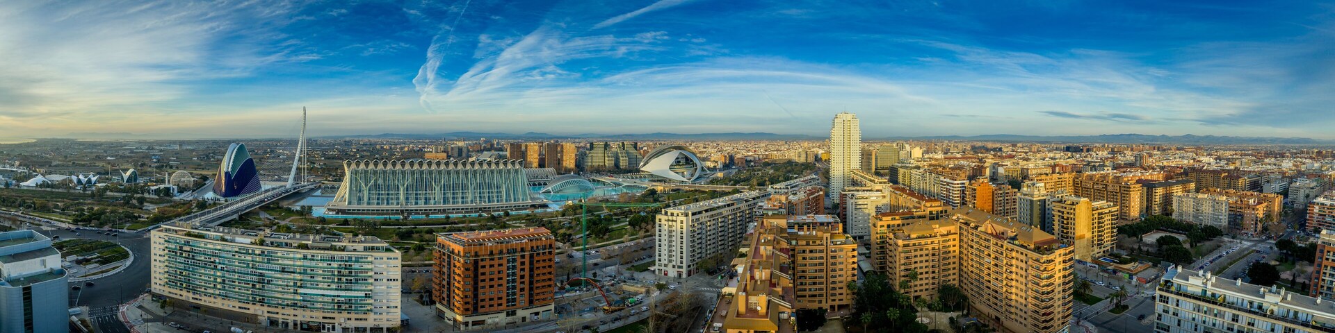 Valencia early panorama in Spain