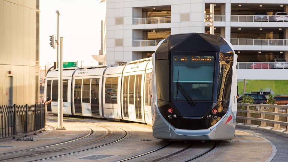 New modern tram in Dubai, UAE
