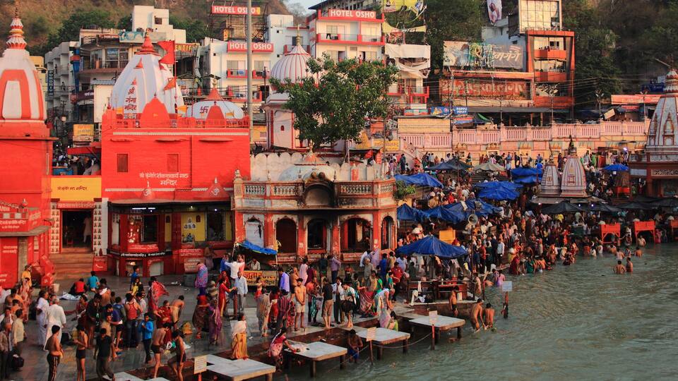 Hindu Holi city of Haridwar near Ganges, Uttranchal, India