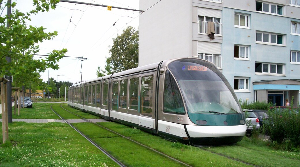 Tramway de Strasbourg ligne B après la station Martin Schongauer vers Tiergaertel