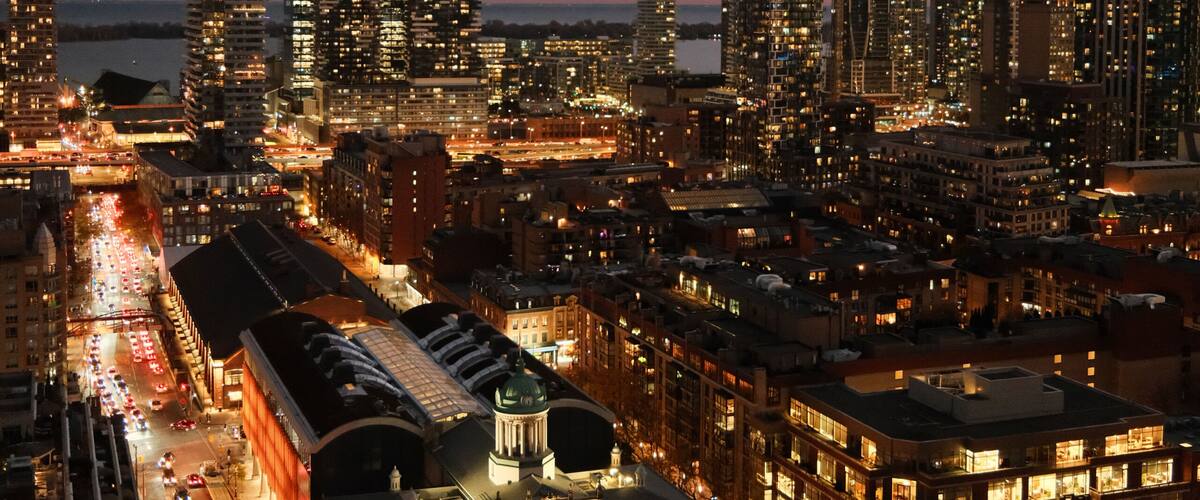 Toronto Skyline at Dusk with St. Lawrence Market
