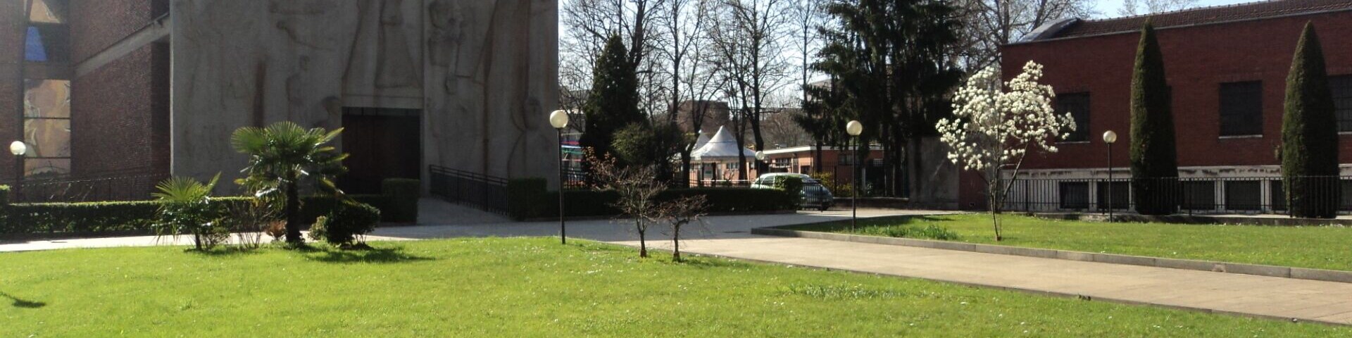 The Saint Marcellina and Saint Joseph at Chartreuse Church with the cultivated garden square