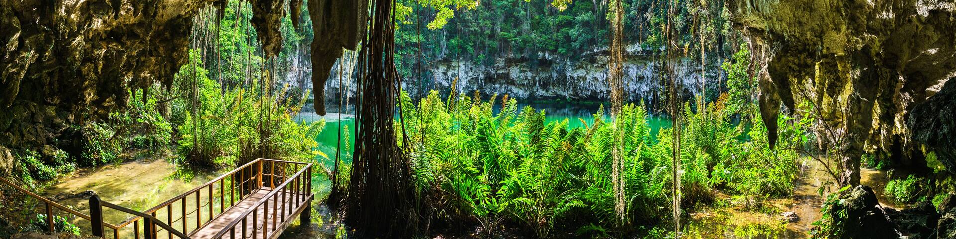 Los Zaramagullones Lake at los Tres Ojos national park in Santo Domingo Este, Dominican Republic