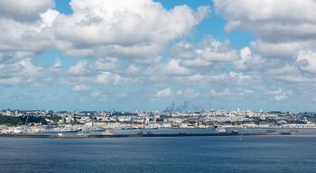 Panorama of the bay and the port of Brest, in Finistère, Brittany, France