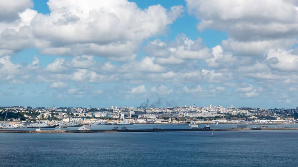 Panorama of the bay and the port of Brest, in Finistère, Brittany, France