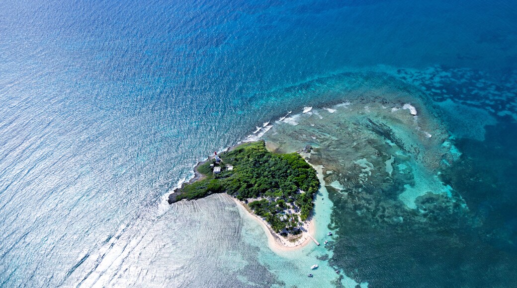 Aerial view of Ilet du Gosier, Le Gosier, Grande-Terre, Guadeloupe, Lesser Antilles, Caribbean.