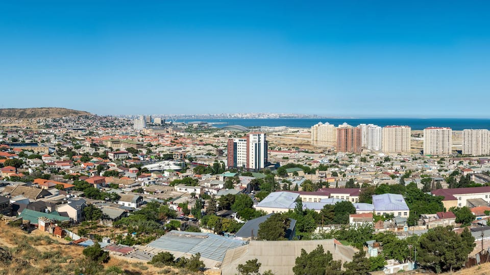 View over 20th Zone neighbourhood of Baku, Azerbaijan.