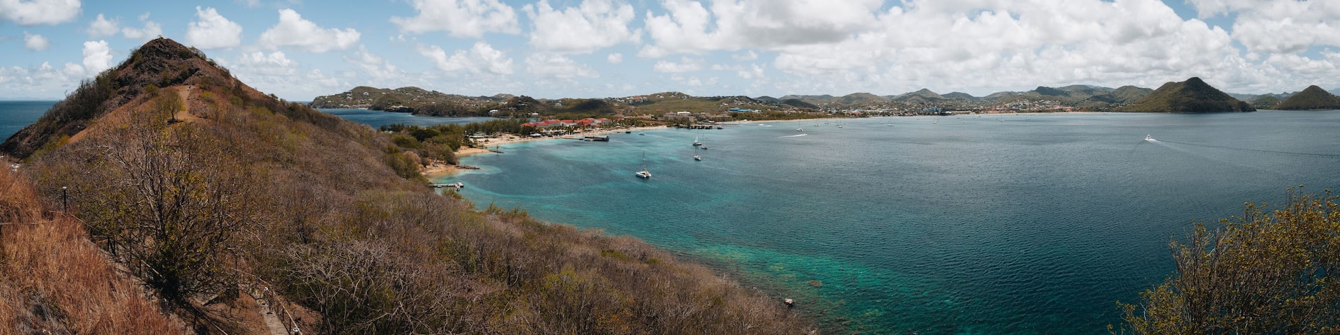 Yachts anchoring in famous Rodney Bay, Saint Lucia, West indies