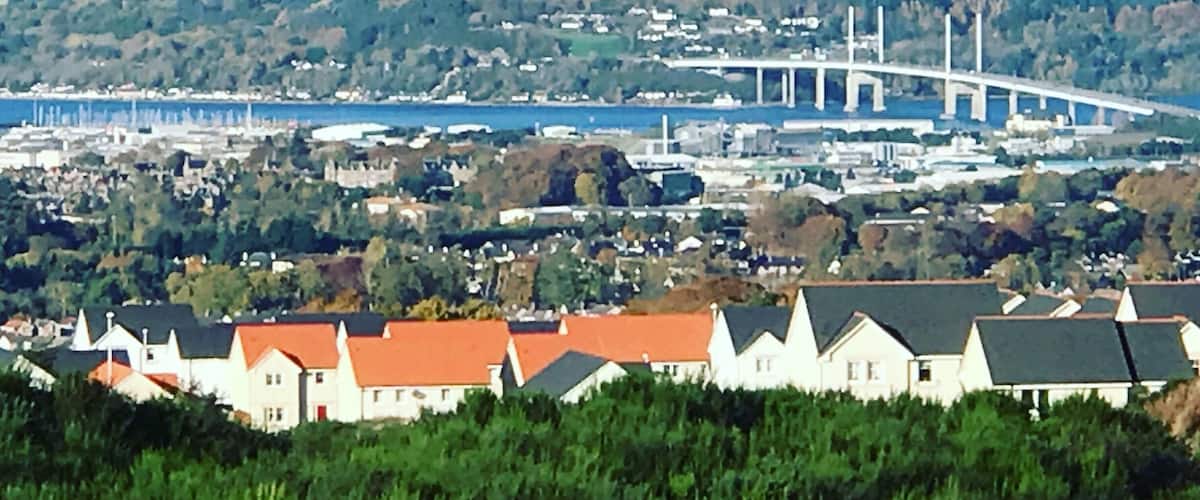Kessock Bridge, Inverness taken from Milton of Leys in the Scottish Highlands.