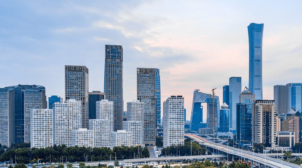 Sunny scenery of CBD buildings in Beijing, China