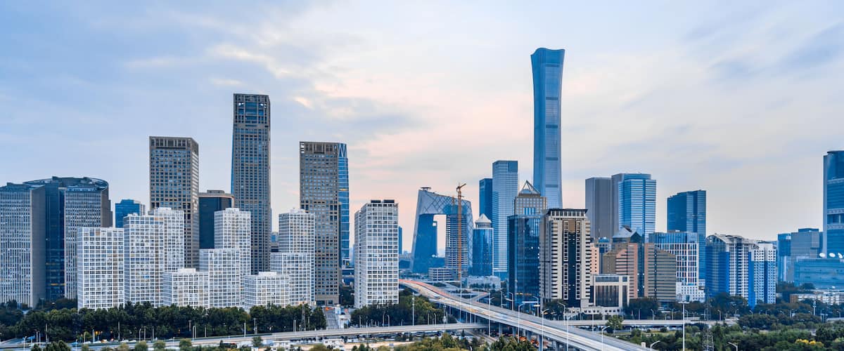 Sunny scenery of CBD buildings in Beijing, China