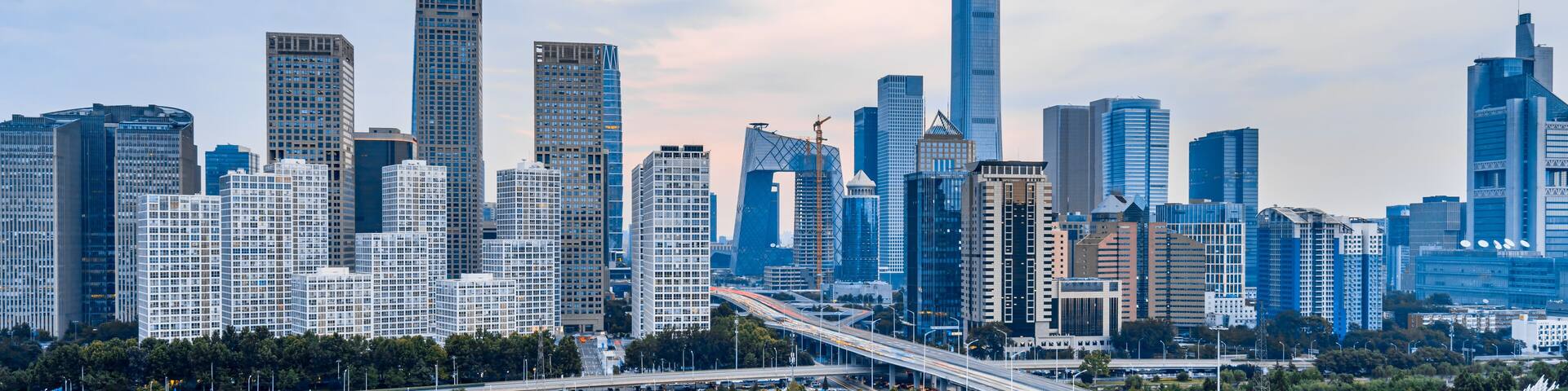 Sunny scenery of CBD buildings in Beijing, China