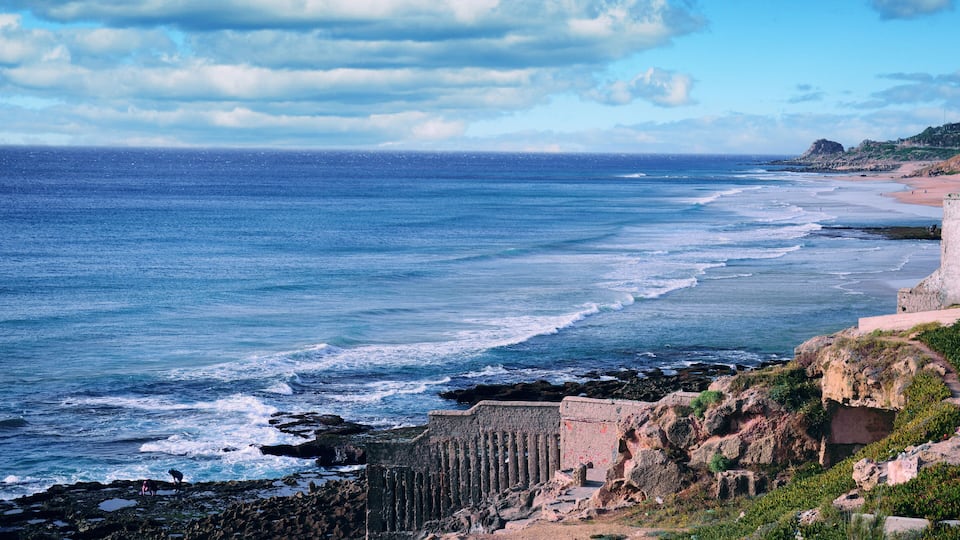 Walls of the The Caves of Hercules in Cape Spartel in Morocco. Is an archaeological cave complex near Atlantic Ocean, located west of Tangier, the popular tourist attraction.