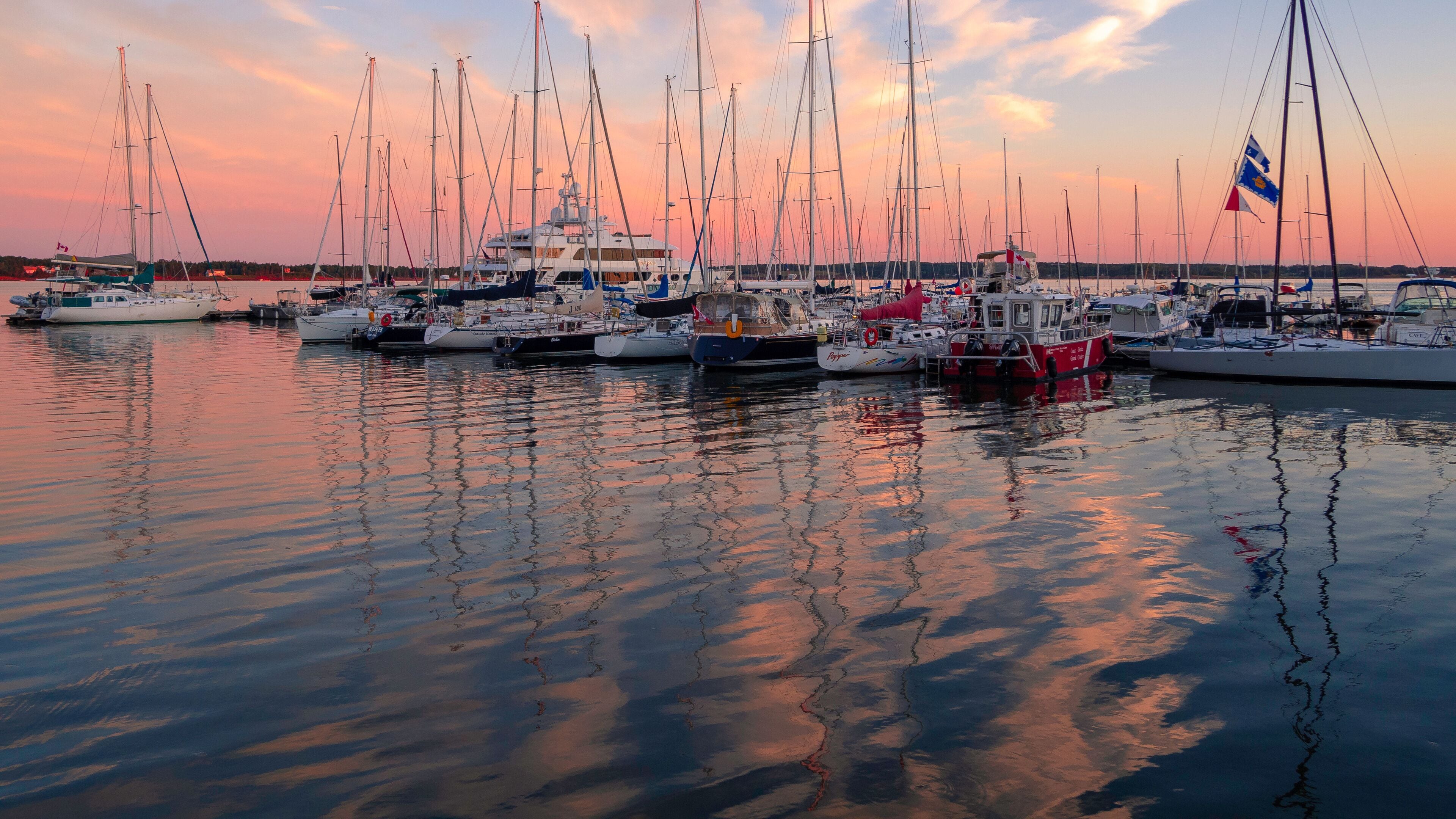 Sunset over the Charlottetown harbor in the summer 