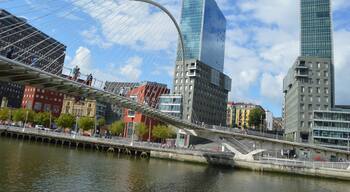 El Zubizuri (del euskera "puente blanco"), también conocido como el Puente Peatonal del Campo de Volantín, aunque popularmente llamado puente de Calatrava, es un puente en arco (cuya pista cuelga de él) sobre la ría del Nervión, en la ciudad vasca de Bilbao, en el norte de España. Une el Campo de Volantín (Castaños), en la margen derecha, con Uribitarte (el Ensanche), en la izquierda. Las torres que se ven detrás son las torres Isozaki que son parte de la "Puerta Isozaki" Isozaki Atea