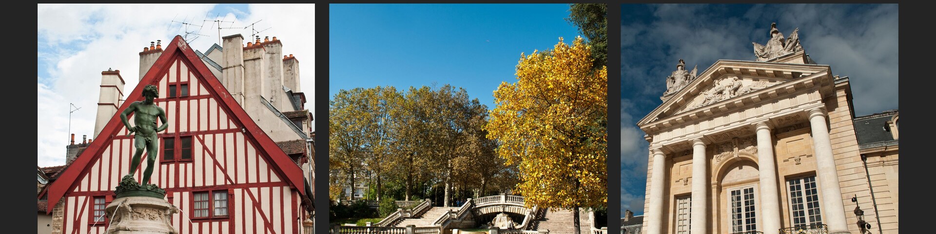 Collage of various viewof the city of Dijon in France