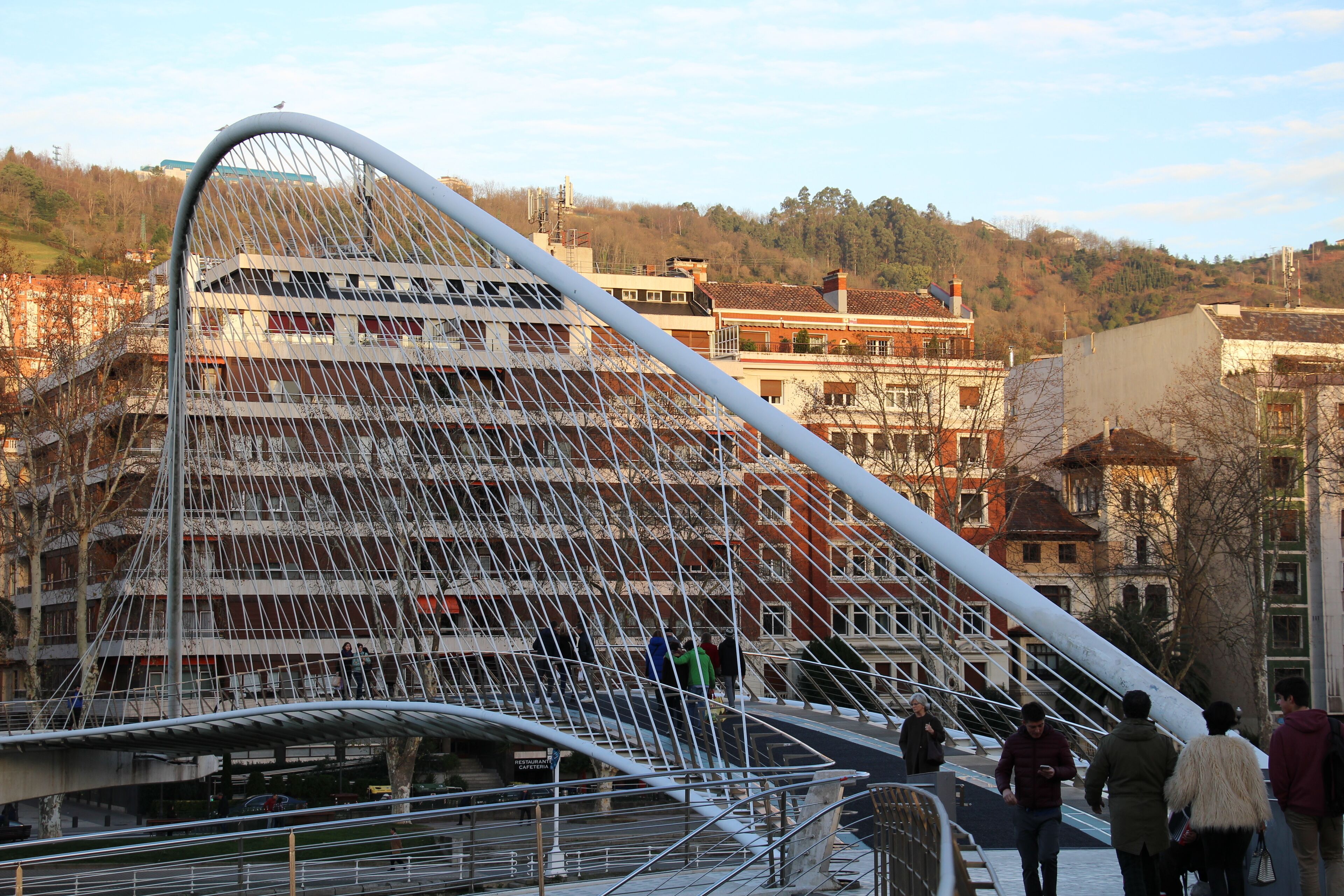 (Abando) Zubizuri Zubizuri - "White Bridge" - footbridge. Arch. Santiago Calatrava 1990-97.