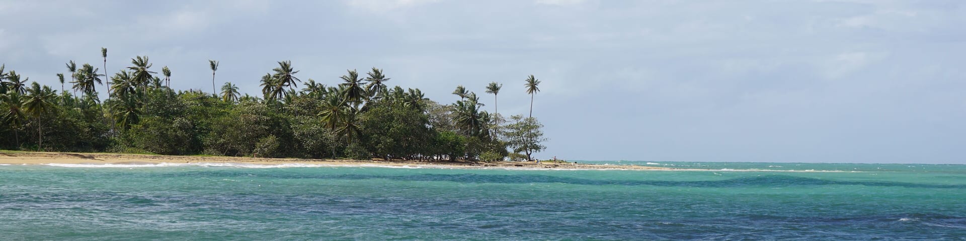 the view between Playa Punta Popy and Playa el Portillo in Las Terrenas in the province of the Samana Peninsula in the Dominican Republic in the month of February 2022