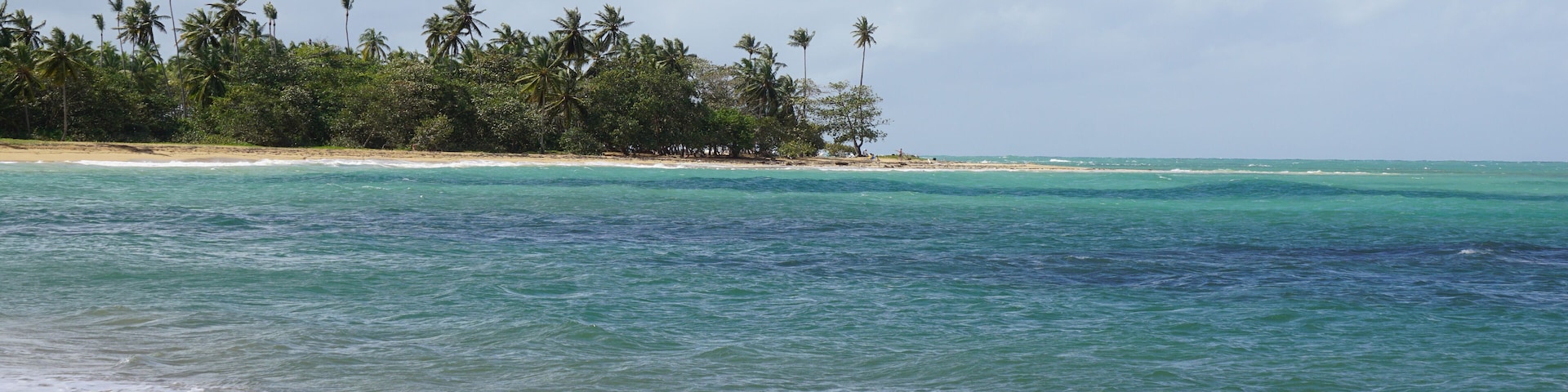 the view between Playa Punta Popy and Playa el Portillo in Las Terrenas in the province of the Samana Peninsula in the Dominican Republic in the month of February 2022