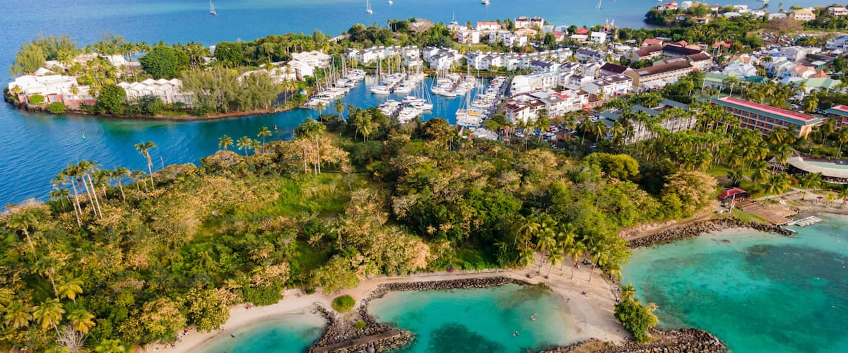 Les Trois-Ilets, Martinique, FWI - Aerial view of La Pointe du Bout and the Marina